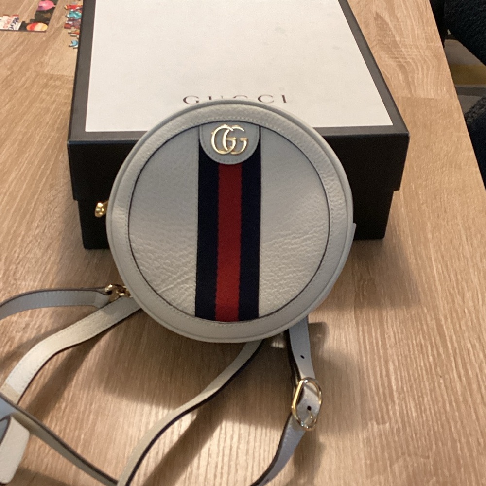 Gucci White and Blue Round Backpack